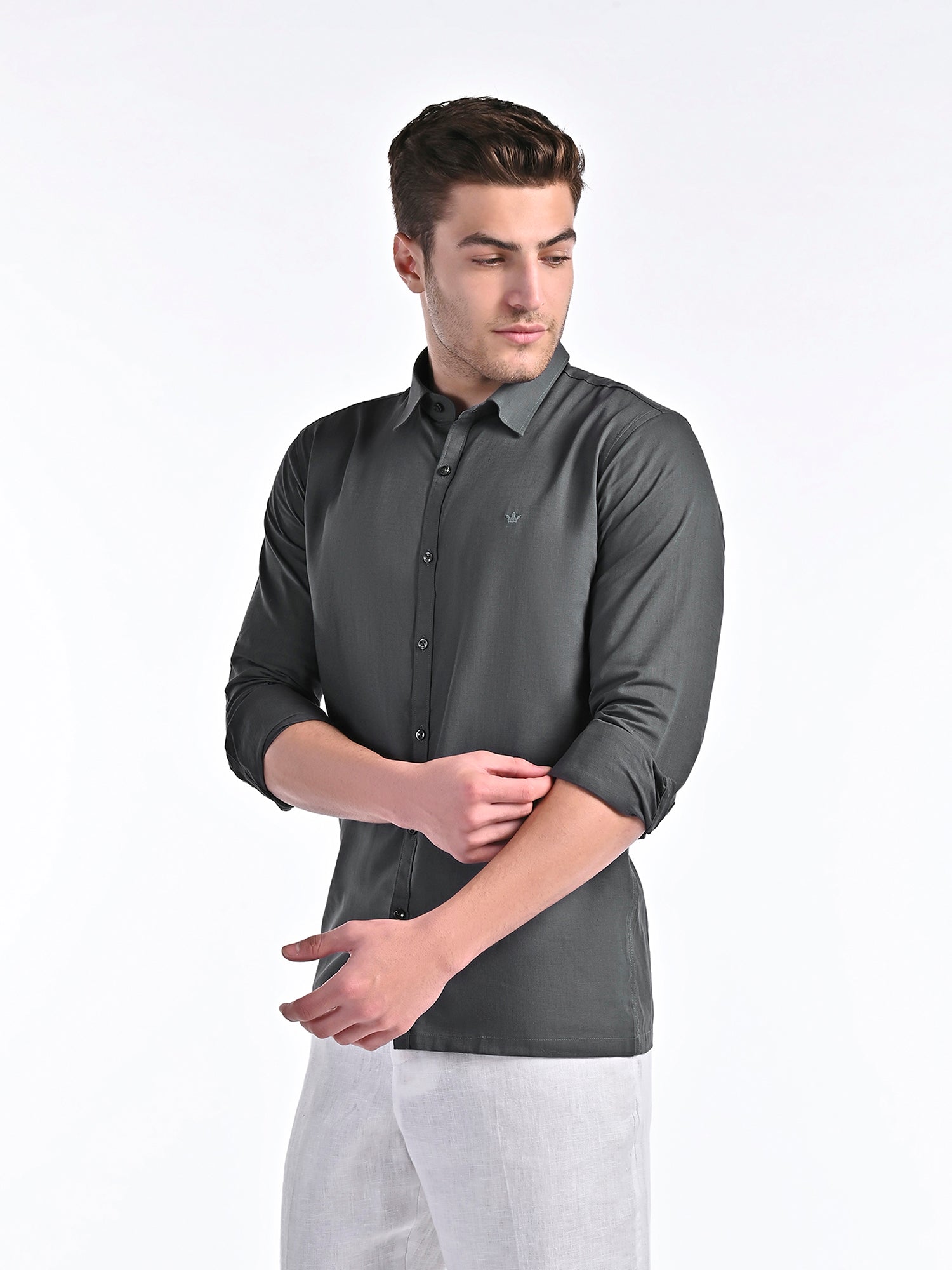 Conquest Ash Grey Linen Blend Shirt