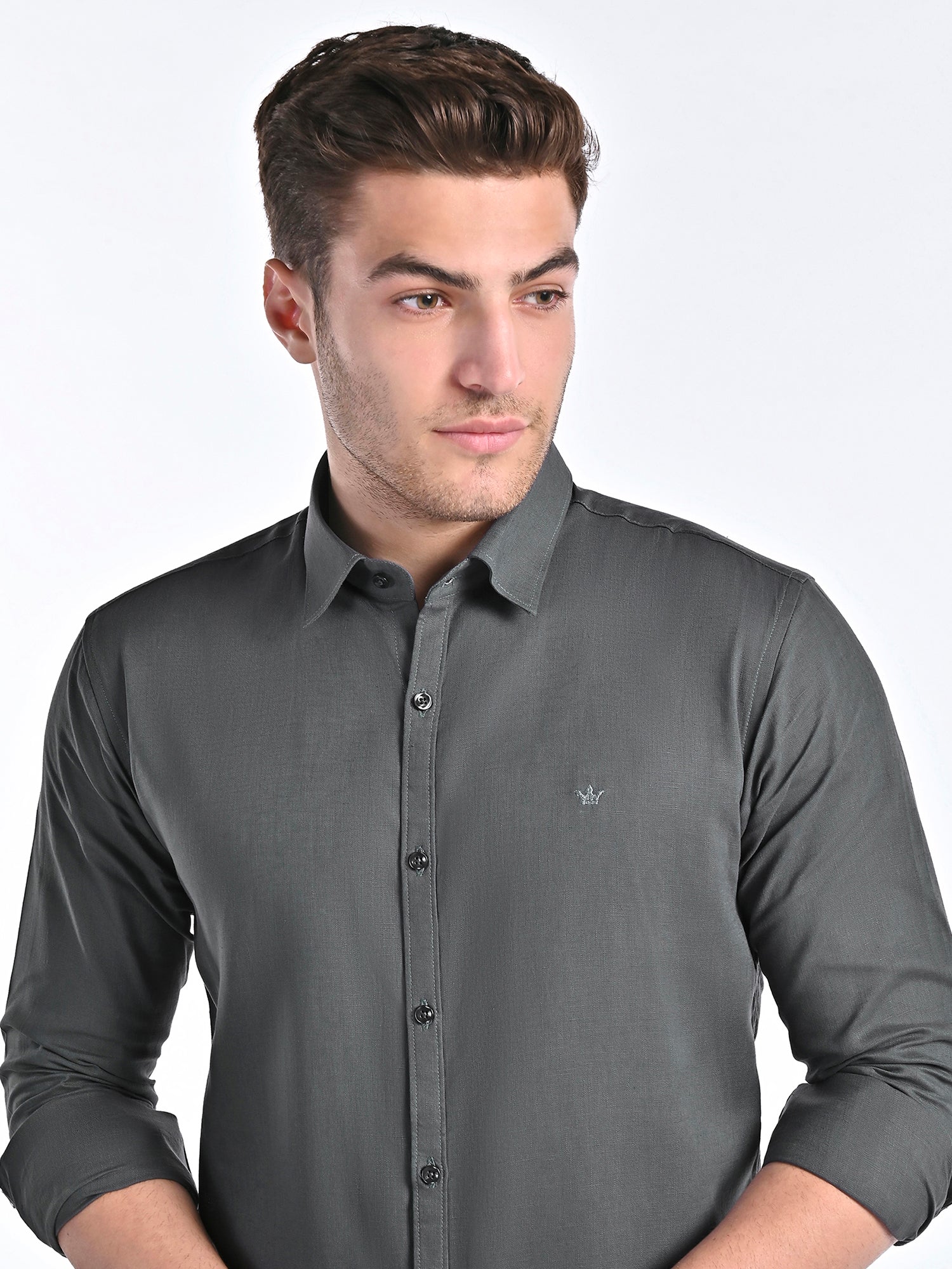 Conquest Ash Grey Linen Blend Shirt