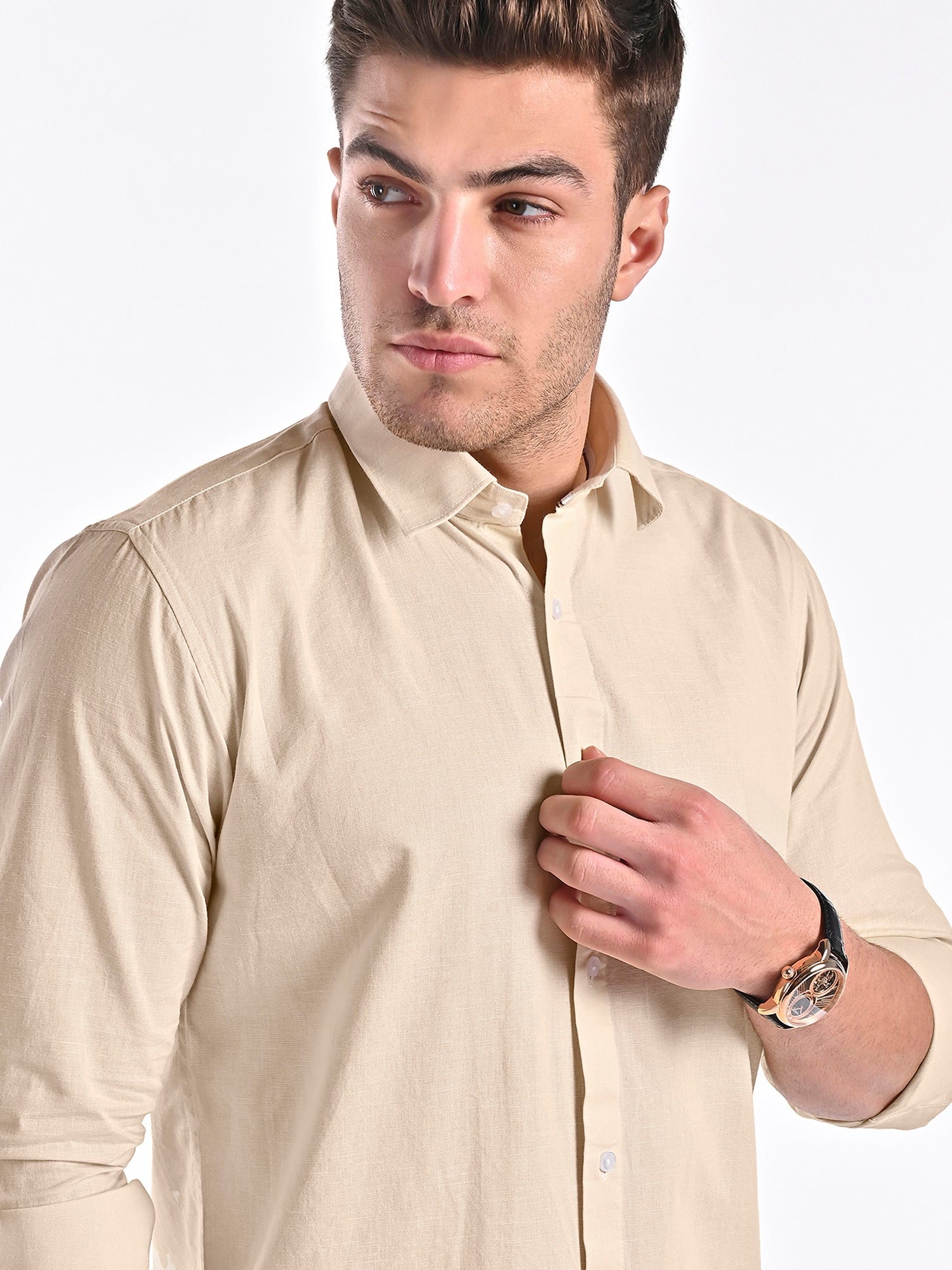 Beige Cotton Linen Shirt