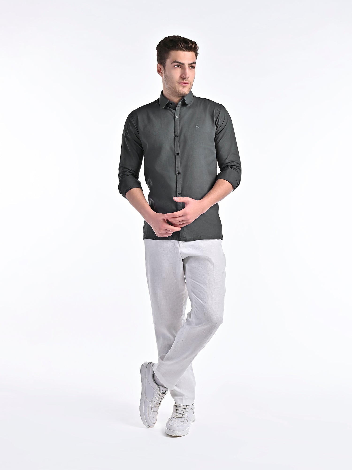 Conquest Ash Grey Linen Blend Shirt