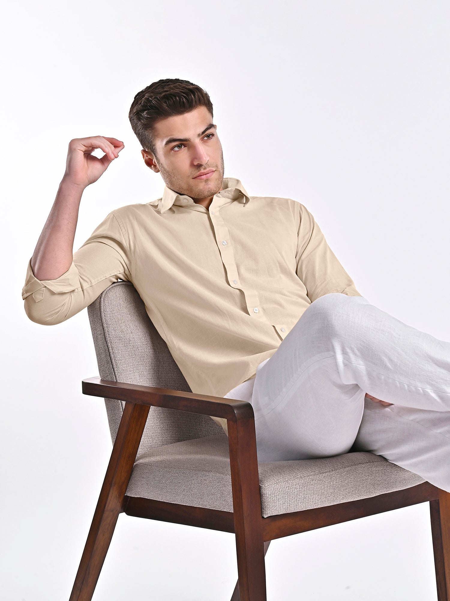Beige Cotton Linen Shirt