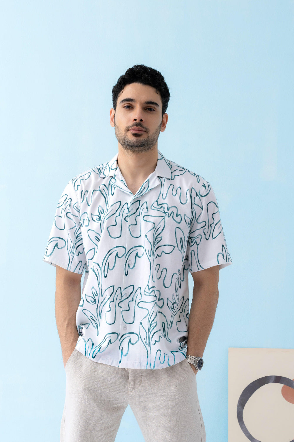 Blue Wave Cuban Collar Shirt