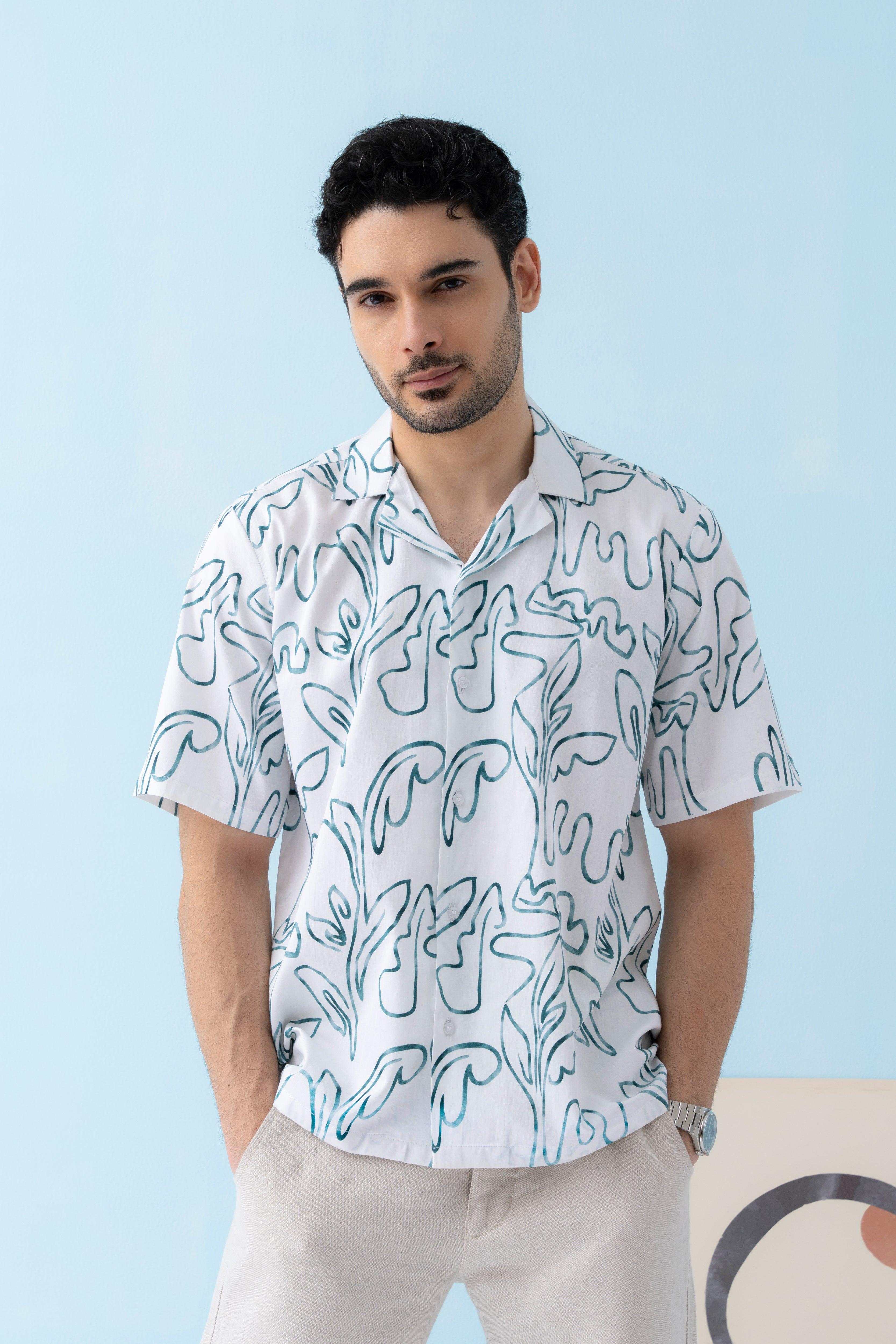 Blue Wave Cuban Collar Shirt