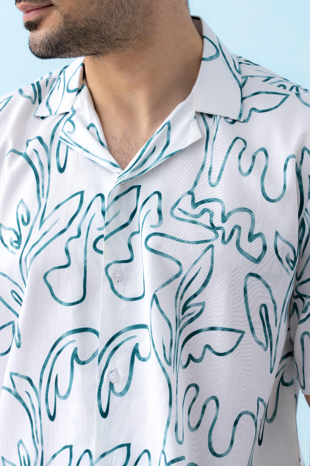 Blue Wave Cuban Collar Shirt