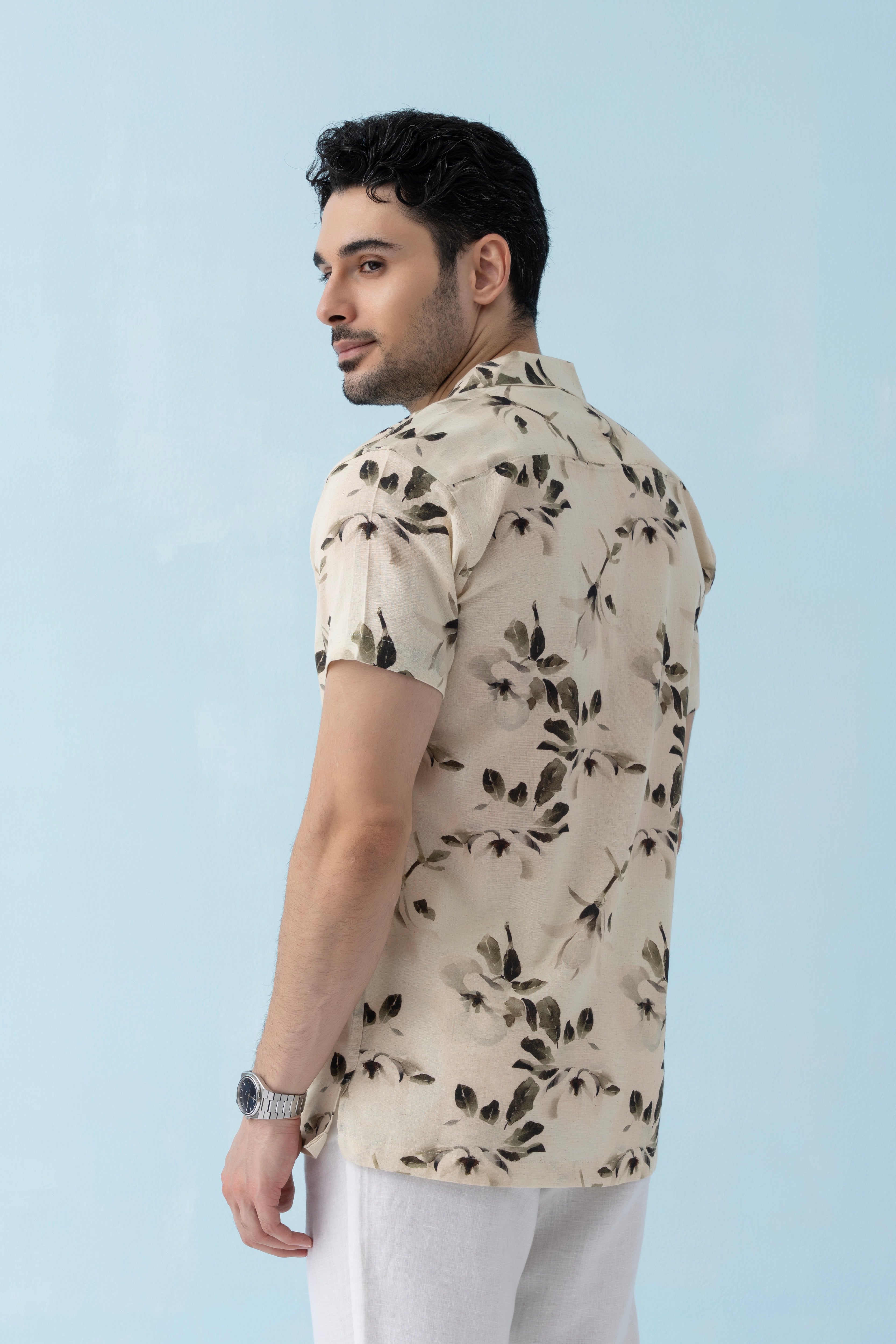 Coastline Hemp Cuban Shirt in Ivory Blossom