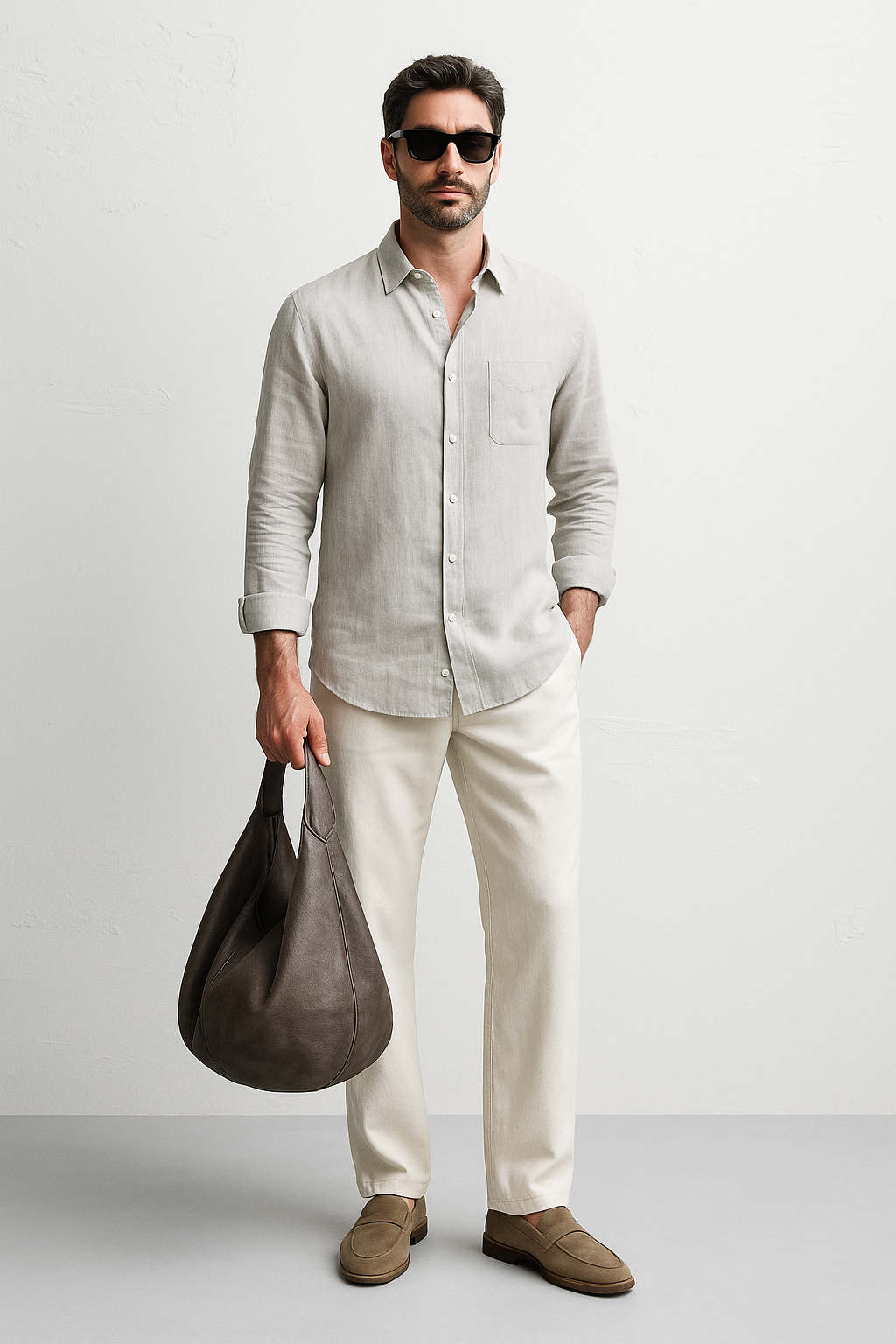 100% Linen Soft Touch Fog Grey Shirt